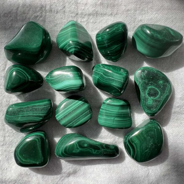 malachite tumblestone green banded copper carbonate hydroxide green crystal heart chakra online crystal shop