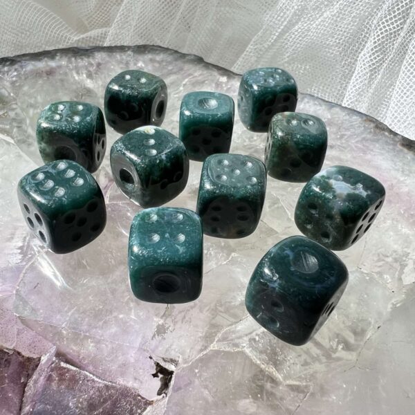 moss agate dice natural crystal toy fun game time online crystal shop