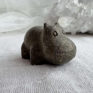 iron pyrite hippo natural fools gold carving crystal hippopotamus