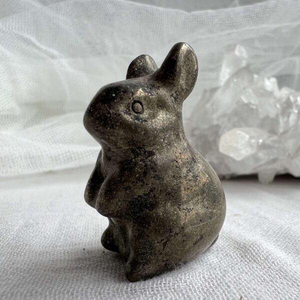 iron pyrite rabbit fools gold bunny carving natural mineral online crystal shop