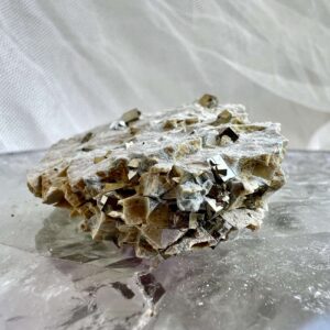 iron pyrite cubes in natural bedrock crystal specimen fools gold solar plexus chakra manipura