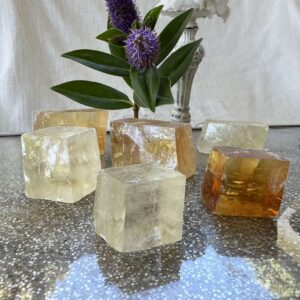 Icelandic spar natural calcite crystal rhomboid