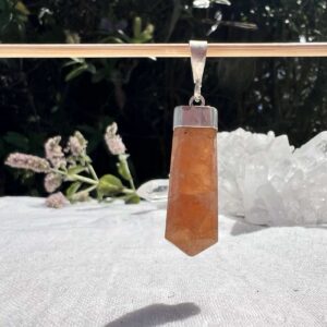 honey calcite pendant crystal necklace silver jewellery online crystal shop NZ