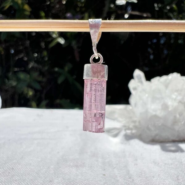 pink tourmaline pendant silver set natural gemstone jewellery online crystal shop NZ Aotearoa