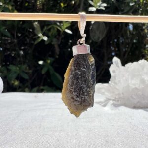 green epidote pendant silver plate setting natural gemstone necklace NZ online crystal shop