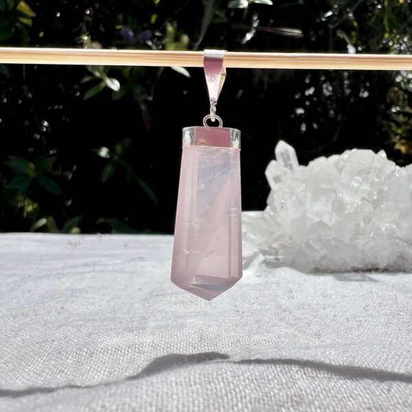 rose quartz pendant gem quality crystal necklace heart chakra anahata online crystal sales Aotearoa