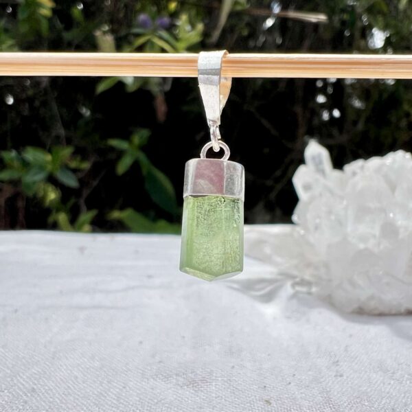 peridot pendant set in silver natural green gemstone the hidden gem online shop Aotearoa heart chakra anahata