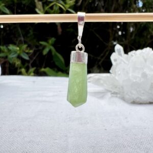 green peridot pendant set in silver gemstone necklace online crystal shop Nz Aotearoa