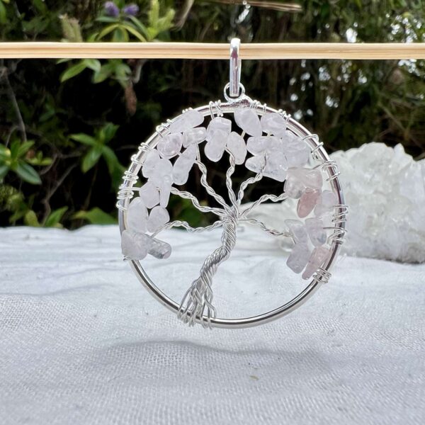 Rose quartz tree of life pendant - Image 2