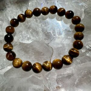 golden tiger eye bracelet 8mm beads on elastic polished quartz crystal beads