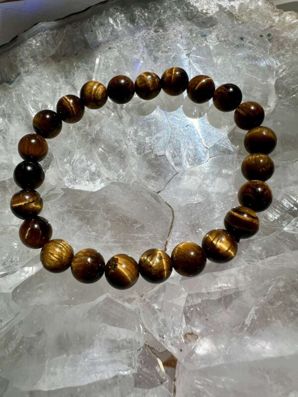 golden tiger eye bracelet 8mm beads on elastic polished quartz crystal beads